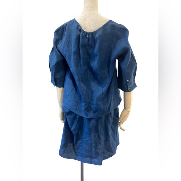 MORGANE LE FAY BLUE LINEN DRESS - Picture 4 of 7